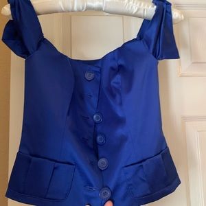 bebe Royal Blue Button-Up Top no